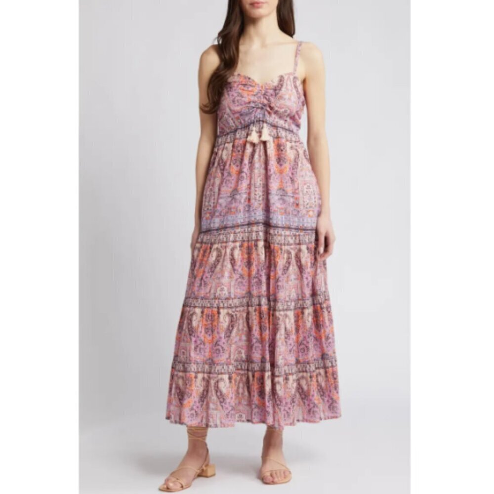 Cleobella 'Loraine' Organic Cotton Maxi-Dress, Mahal Print, Pink Multi